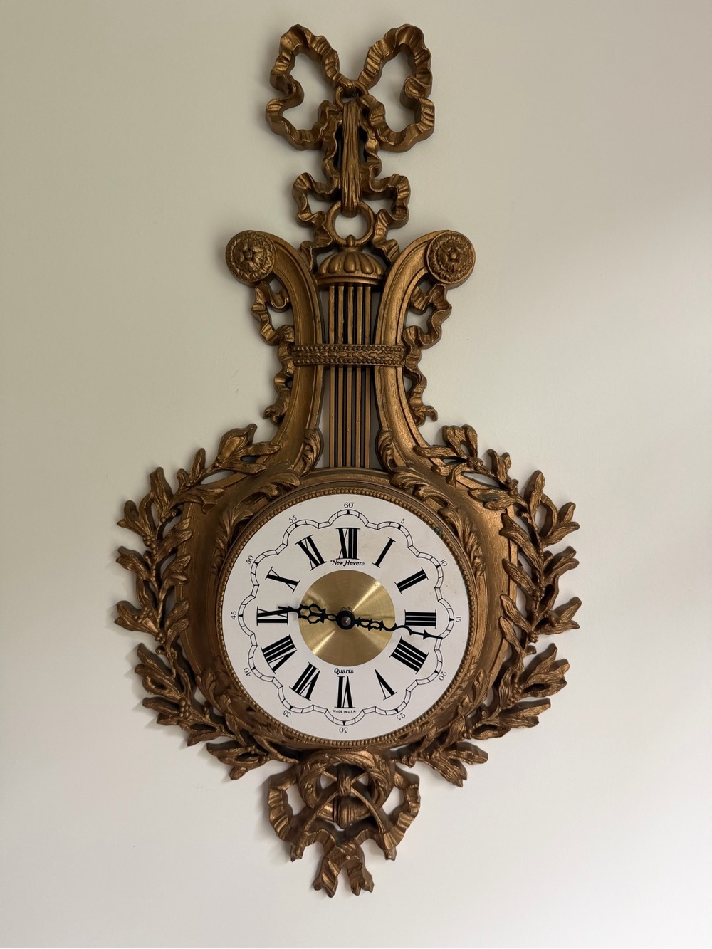 Vtg Hollywood Regency Ornate Clock Gold Burwood Syroco Plastic (not Tested )